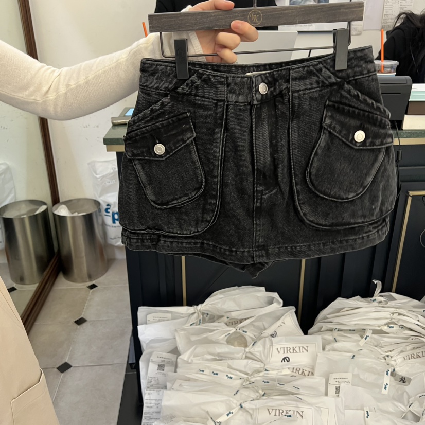 VIRKIN韓國直郵女士新品熱賣26春夏真品時尚職業裙褲口袋VIRKIN裙褲圖色2