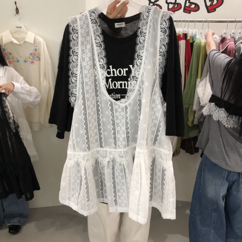 VENTI東大門代購女裝新款26春夏人氣推薦連衣裙不含內搭蕾絲VENTI連衣裙圖色1