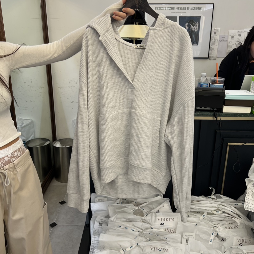 VIRKIN韓國代購女裝新款26春夏熱賣休閑時尚職業衛衣連帽衫VIRKIN衛衣圖色2