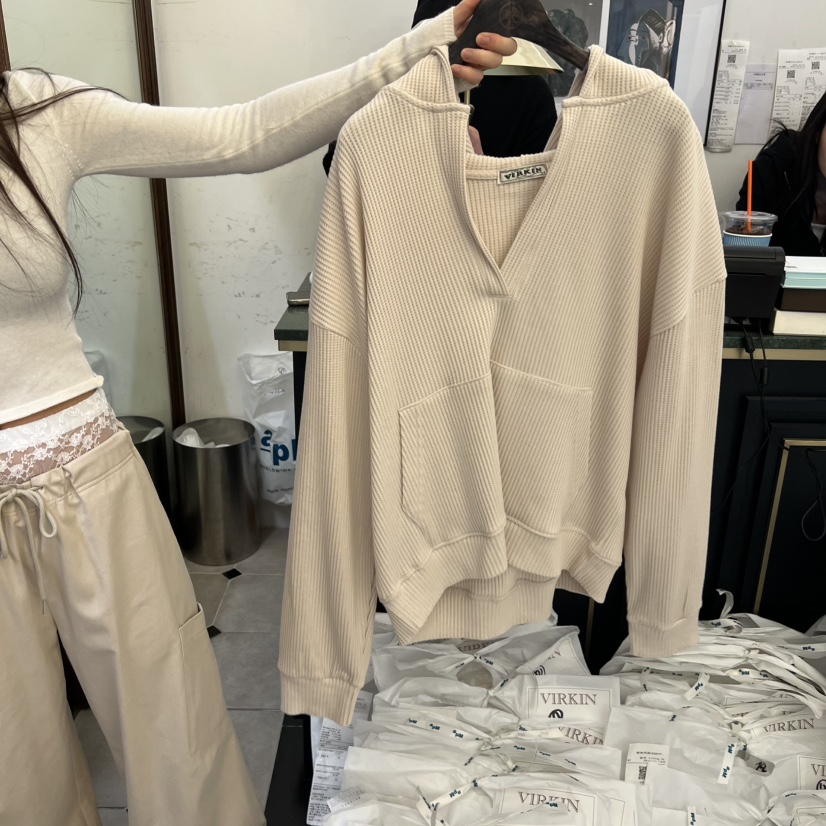 VIRKIN韓國代購女裝新款26春夏熱賣休閑時尚職業衛衣連帽衫VIRKIN衛衣圖色3