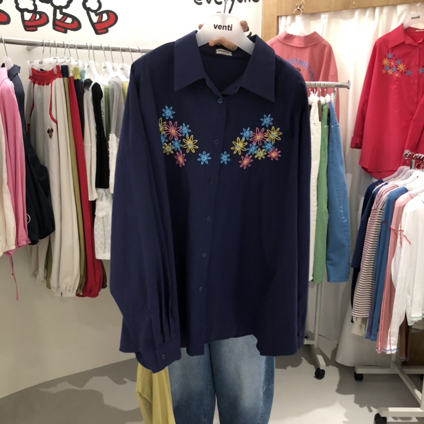 VENTI韓國代購女裝新品時尚人氣職業26春夏襯衫蕾絲衫刺繡VENTI襯衫/蕾絲衫圖色2