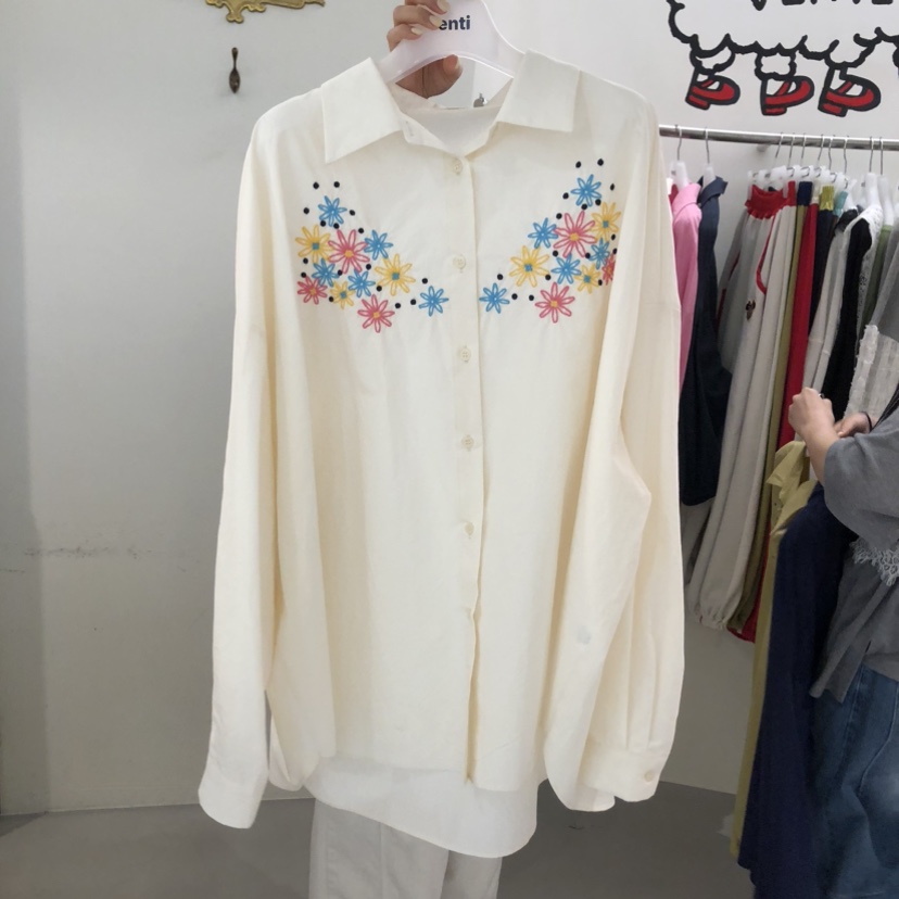 VENTI韓國代購女裝新品時尚人氣職業26春夏襯衫蕾絲衫刺繡VENTI襯衫/蕾絲衫圖色3