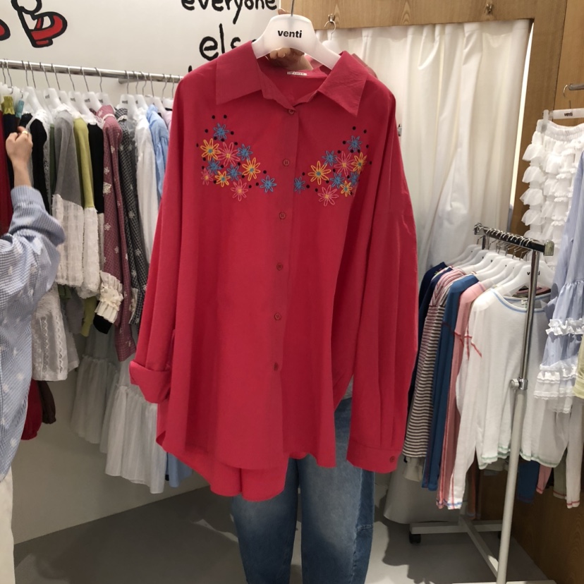 VENTI韓國代購女裝新品時尚人氣職業26春夏襯衫蕾絲衫刺繡VENTI襯衫/蕾絲衫圖色4