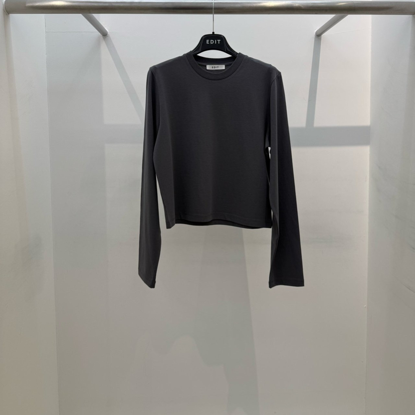 EDIT東大門實拍女裝新品人氣真品時尚26春夏熱賣休閑長袖T恤EDIT長袖T恤圖色2墨色