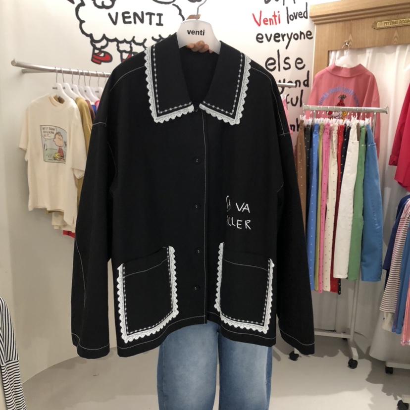 VENTI東大門實拍女士新品人氣推薦熱賣26春夏夾克刺繡蕾絲VENTI夾克圖色2