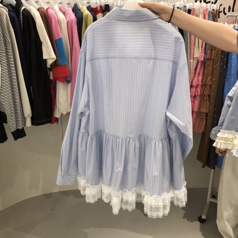 VENTI韓國代購女士新款人氣真品推薦襯衫蕾絲衫荷葉邊蕾絲VENTI襯衫/蕾絲衫