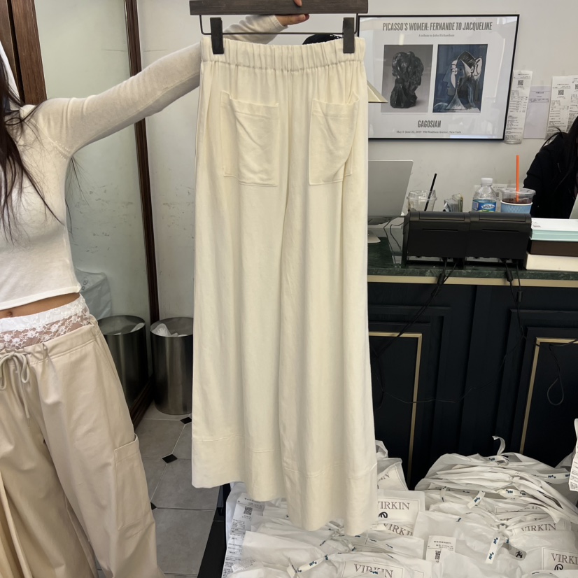 VIRKIN韓國代購女士新款時尚人氣推薦休閑休閑褲闊腿褲亞麻VIRKIN休閑褲