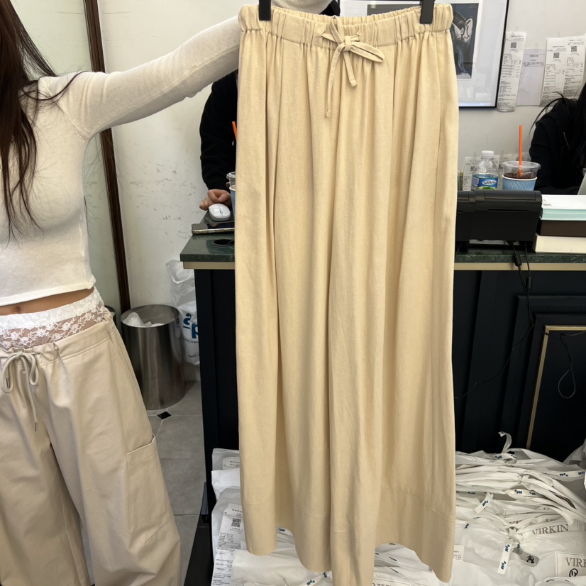 VIRKIN韓國代購女士新款時尚人氣推薦休閑休閑褲闊腿褲亞麻VIRKIN休閑褲圖色2