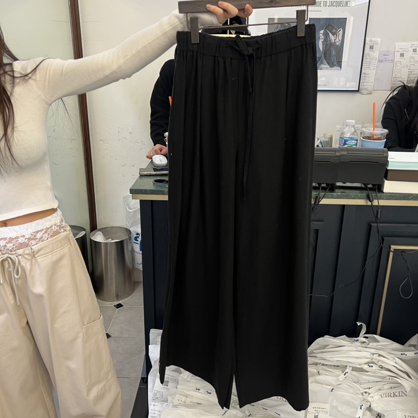 VIRKIN韓國代購女士新款時尚人氣推薦休閑休閑褲闊腿褲亞麻VIRKIN休閑褲圖色3