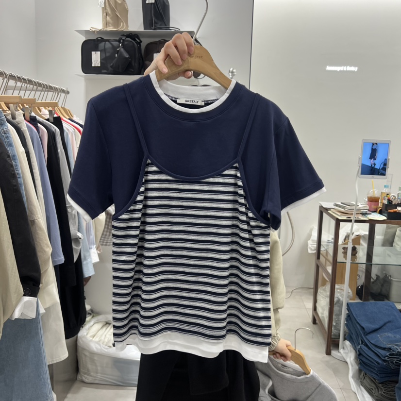 ANN MARGRET東大門直郵女士新品推薦T恤假兩件GRETA.YT恤圖色1