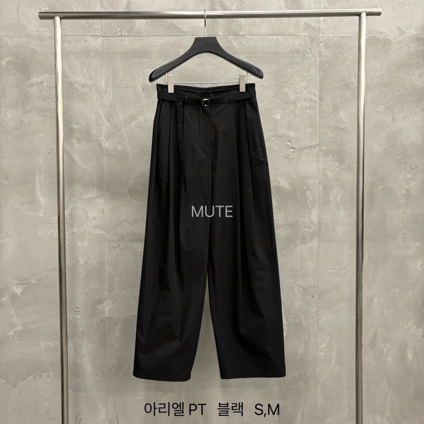 MUTE-P韓國直郵女士新品職業人氣推薦真品時尚休閑褲含腰帶MUTE休閑褲圖色3黑色