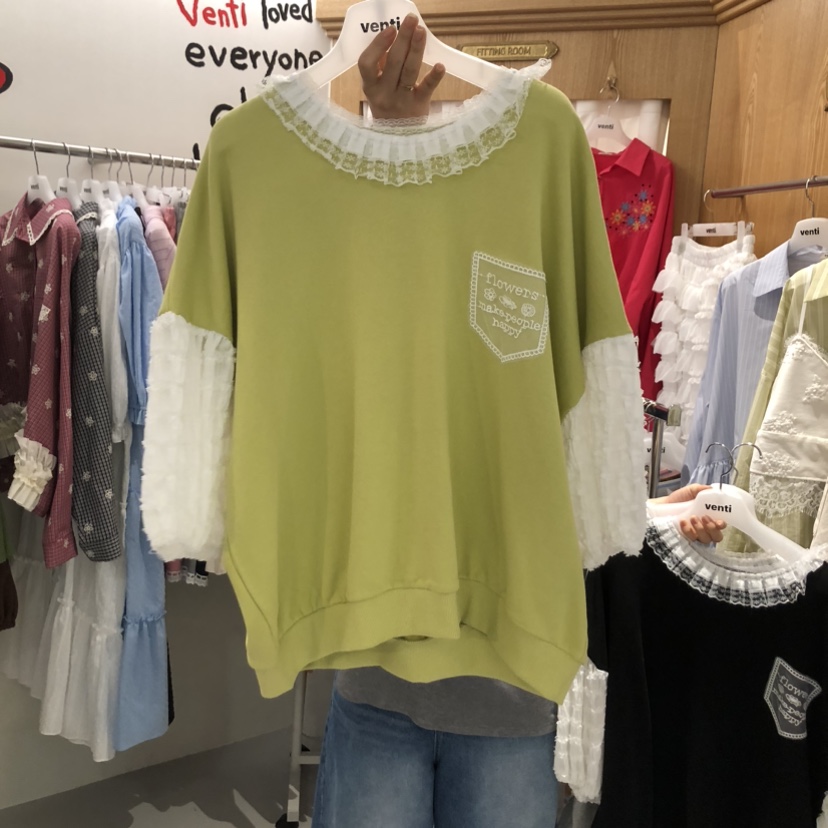 VENTI東大門直郵女裝新品休閑真品推薦26春夏熱賣衛衣蕾絲VENTI衛衣圖色3