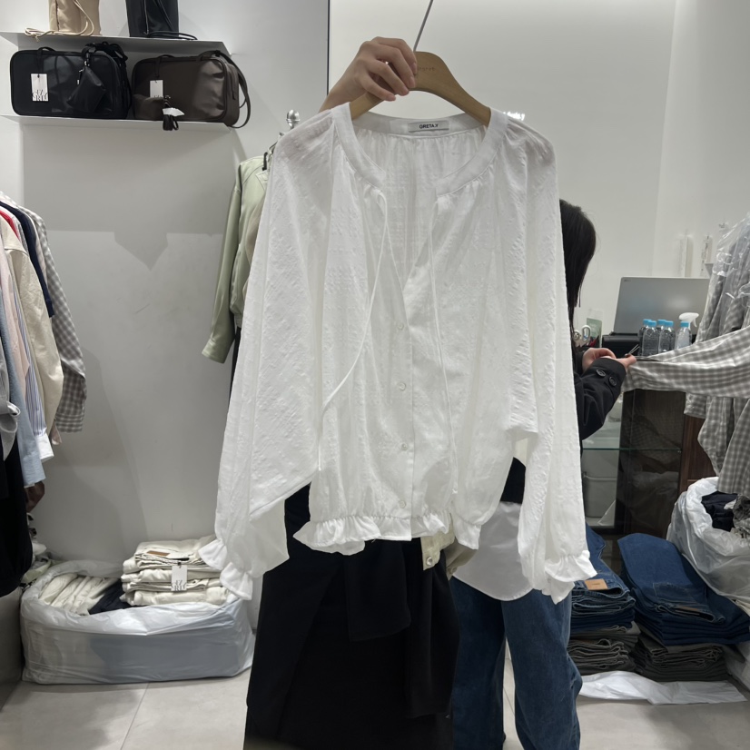 ANN MARGRET韓國直郵女士新款時尚襯衫蕾絲衫格紋GRETA.Y襯衫/蕾絲衫圖色2