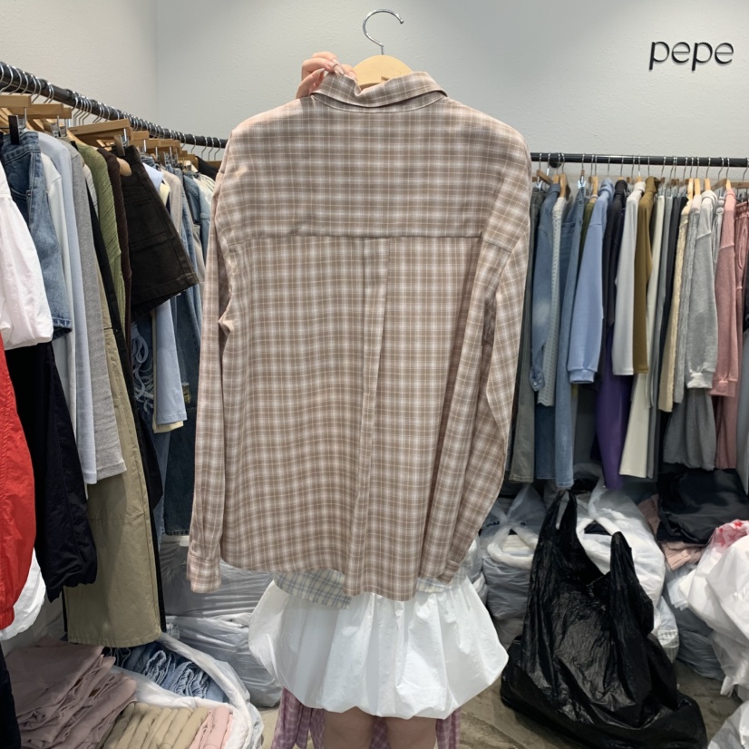 ALMOND PEPE韓國代購女裝新品26春夏襯衫蕾絲衫不對稱口袋ALMOND PEPE襯衫/蕾絲衫