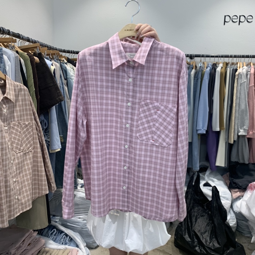 ALMOND PEPE韓國代購女裝新品26春夏襯衫蕾絲衫不對稱口袋ALMOND PEPE襯衫/蕾絲衫圖色2