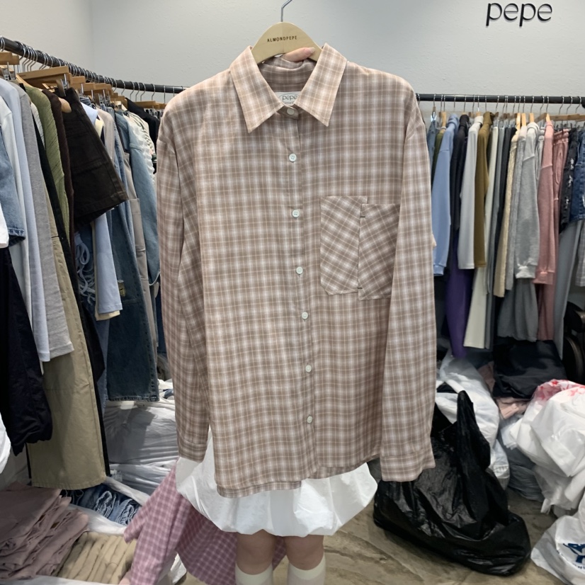 ALMOND PEPE韓國代購女裝新品26春夏襯衫蕾絲衫不對稱口袋ALMOND PEPE襯衫/蕾絲衫圖色3