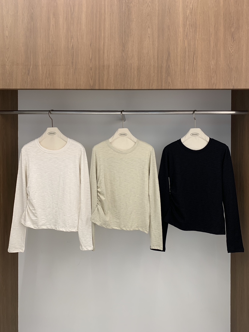 ONE MONE東大門直郵女裝新款人氣熱賣推薦職業長袖T恤褶皺ONE MONE長袖T恤