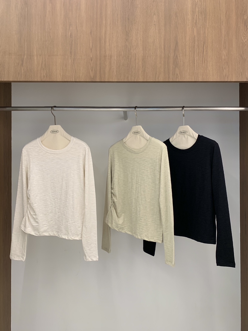 ONE MONE東大門直郵女裝新款人氣熱賣推薦職業長袖T恤褶皺ONE MONE長袖T恤