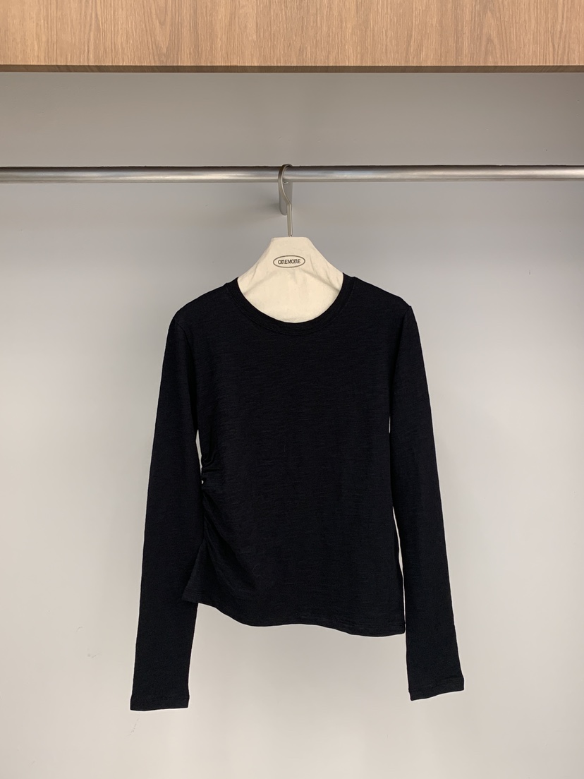 ONE MONE東大門直郵女裝新款人氣熱賣推薦職業長袖T恤褶皺ONE MONE長袖T恤圖色2