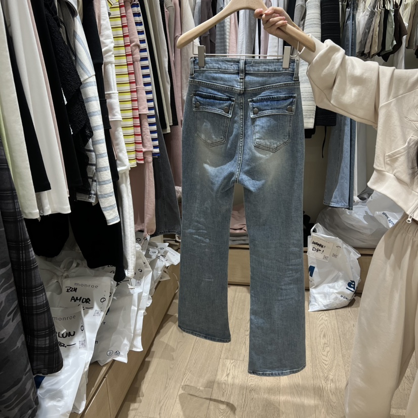 MEMOIRE韓國代購女士新款推薦真品人氣休閑職業牛仔褲口袋MEMOIRE牛仔褲