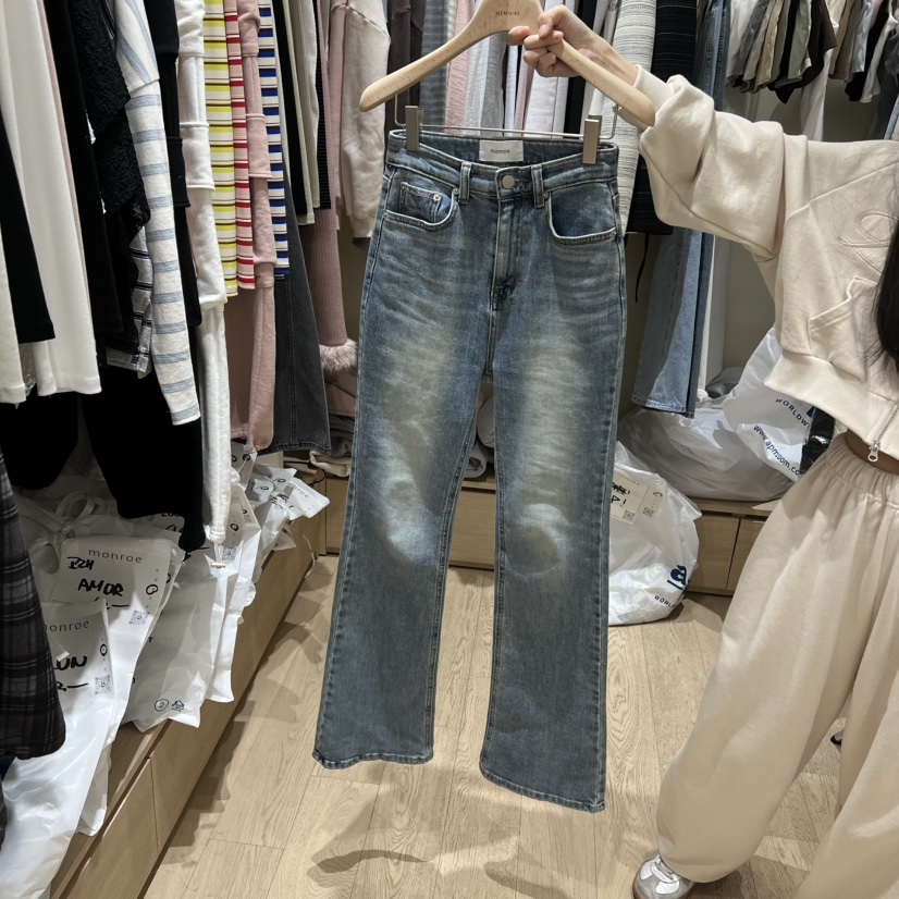 MEMOIRE韓國代購女士新款推薦真品人氣休閑職業牛仔褲口袋MEMOIRE牛仔褲圖色1