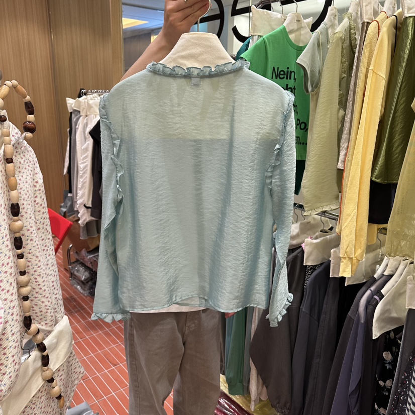 E/E/E東大門實拍女士新款26春夏人氣推薦職業襯衫蕾絲衫E/E/E襯衫/蕾絲衫