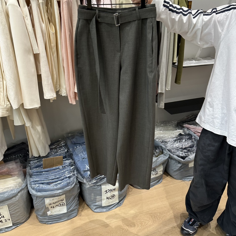 aube nunt東大門代購女士新品熱賣推薦真品休閑褲含腰帶aube nunt休閑褲圖色1