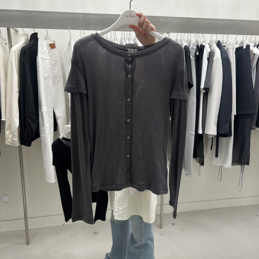 NUTPLAN東大門直郵女士新品時尚休閑26春夏長袖T恤假兩件NUTPLAN長袖T恤圖色2