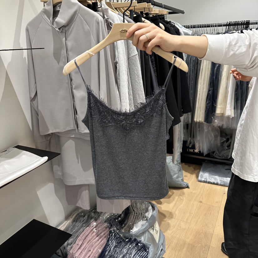 aube nunt韓國代購女裝新款時尚真品職業推薦吊帶背心蕾絲aube nunt吊帶/背心圖色3灰色