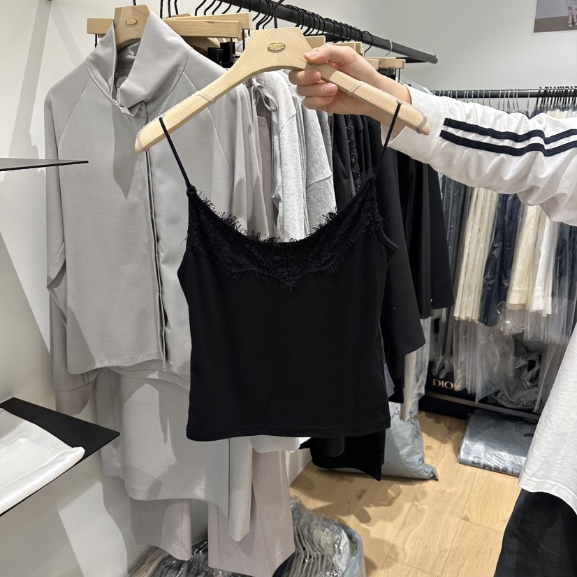 aube nunt韓國代購女裝新款時尚真品職業推薦吊帶背心蕾絲aube nunt吊帶/背心圖色4黑色