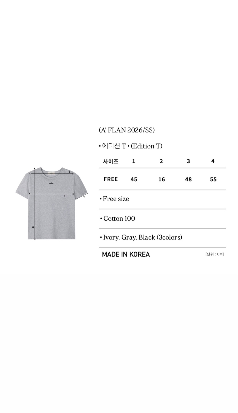 A Flan韓國直郵女裝新款真品時尚人氣休閑熱賣26春夏T恤AFN/FLAN EDITIONT恤