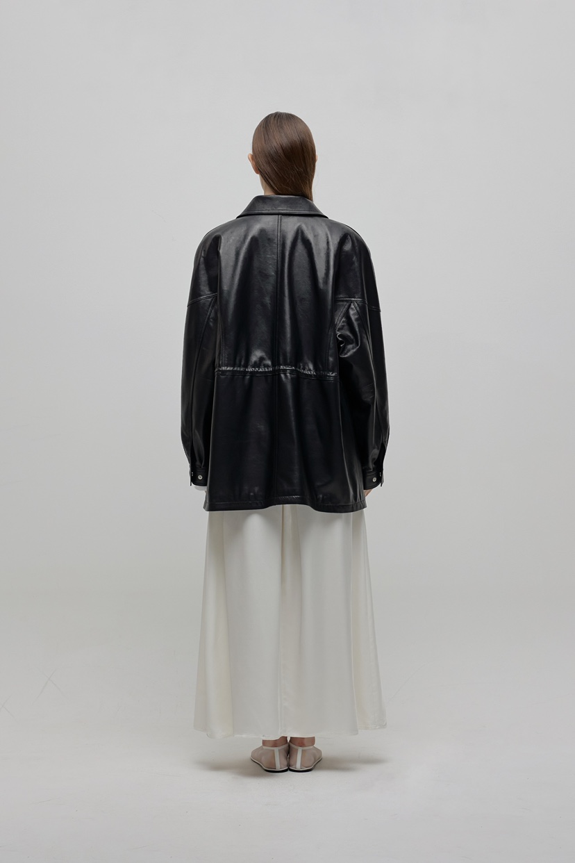 A Flan東大門代購女士新品時尚熱賣休閑職業26春夏皮衣復古AFN/FLAN EDITION皮衣