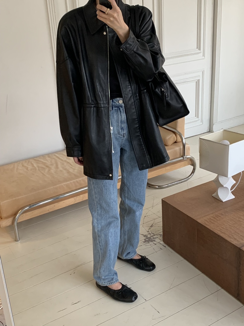 A Flan東大門代購女士新品時尚熱賣休閑職業26春夏皮衣復古AFN/FLAN EDITION皮衣