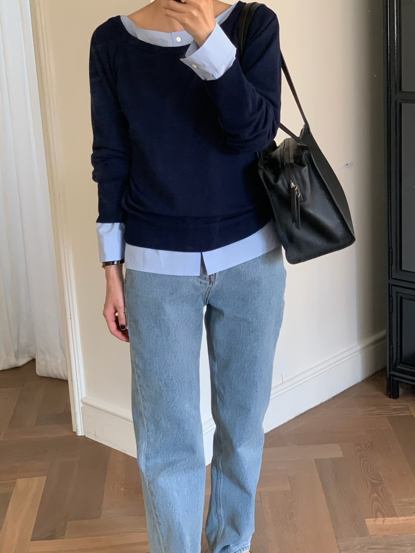 A Flan韓國直郵女裝新品休閑推薦人氣時尚針織衫修身露肩AFN/FLAN EDITION針織衫