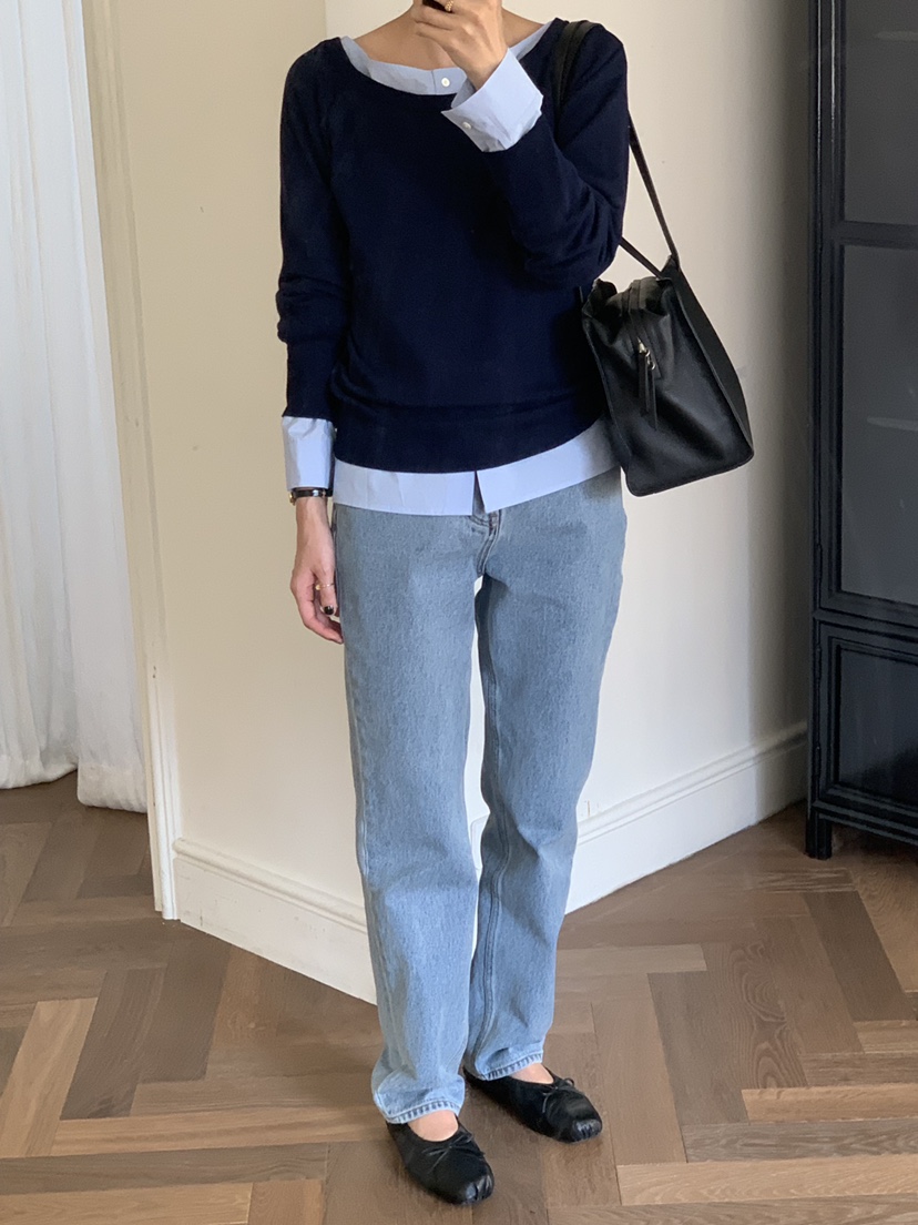 A Flan韓國直郵女裝新品休閑推薦人氣時尚針織衫修身露肩AFN/FLAN EDITION針織衫