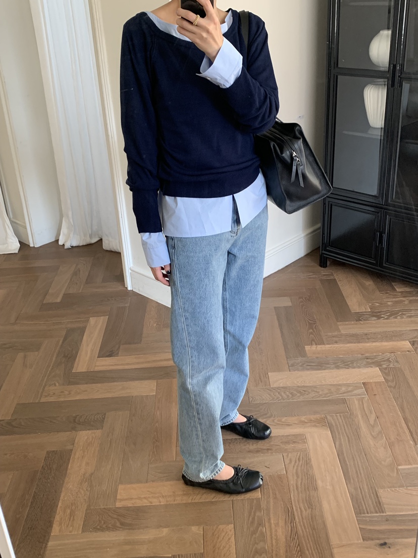 A Flan韓國直郵女裝新品休閑推薦人氣時尚針織衫修身露肩AFN/FLAN EDITION針織衫