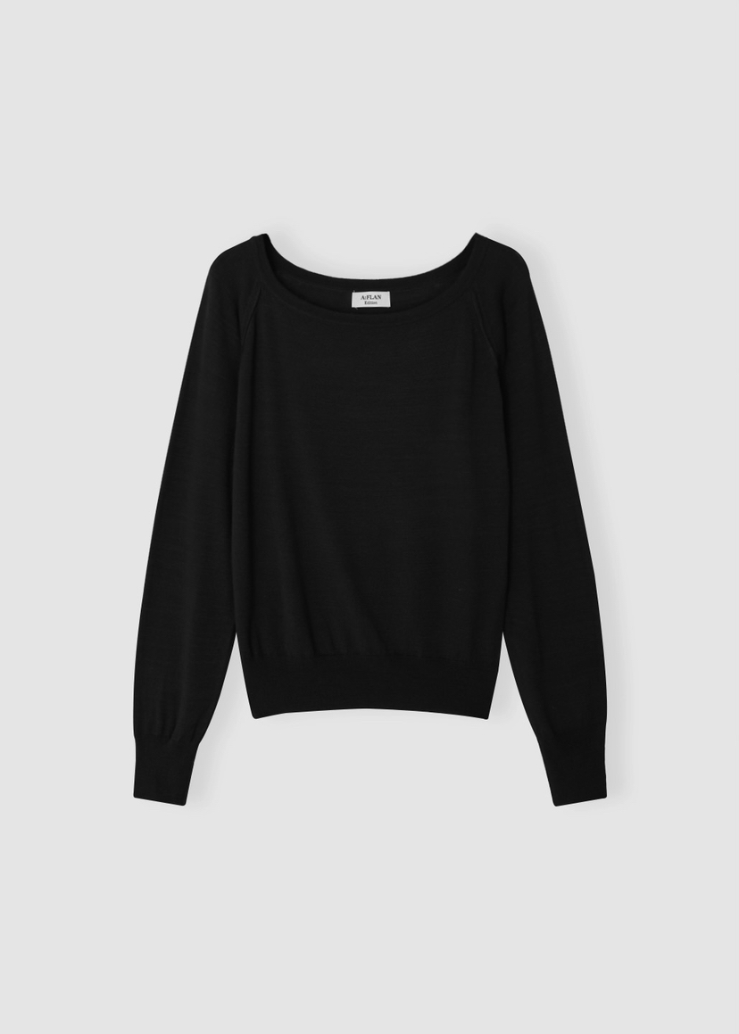 A Flan韓國直郵女裝新品休閑推薦人氣時尚針織衫修身露肩AFN/FLAN EDITION針織衫圖色2