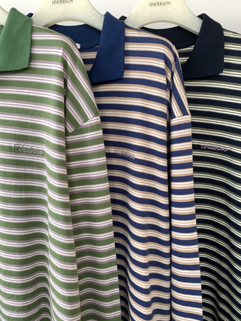 UNDERSON韓國直郵女士新品時尚職業熱賣推薦人氣長袖T恤條紋UNDERSON長袖T恤