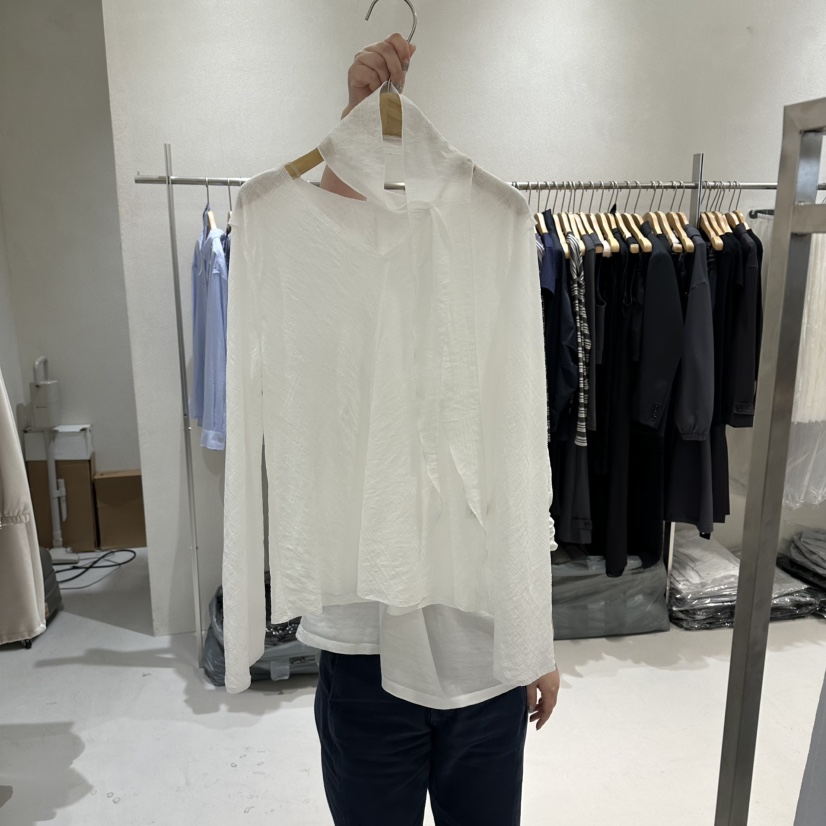 OVU東大門直郵女裝新款推薦休閑熱賣時尚襯衫蕾絲衫含圍巾OVU襯衫/蕾絲衫圖色2