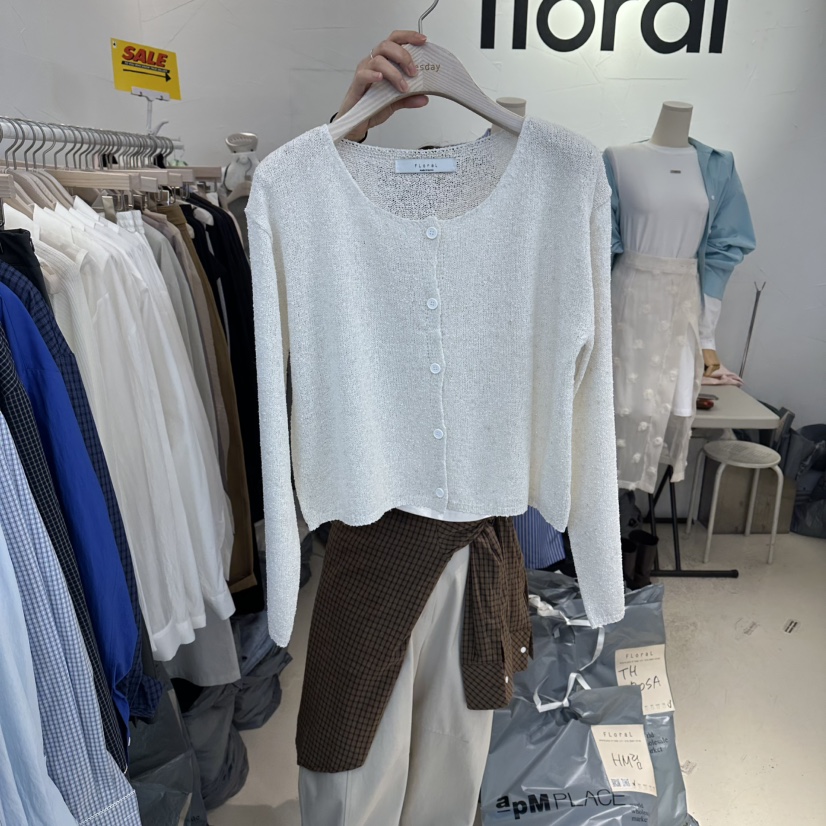 FLORAL東大門代購女裝新品26春夏人氣真品熱賣針織衫亞麻布FLORAL針織衫圖色1