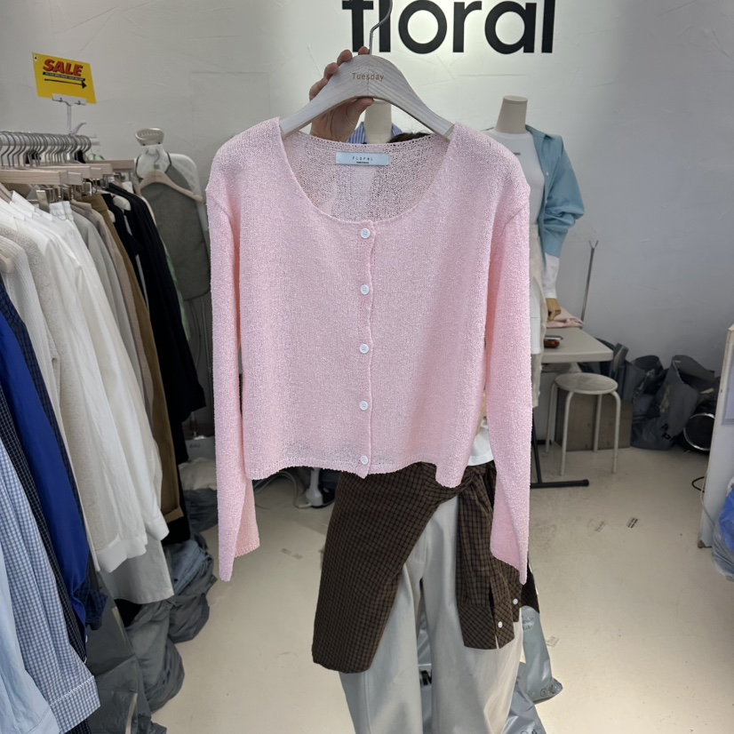 FLORAL東大門代購女裝新品26春夏人氣真品熱賣針織衫亞麻布FLORAL針織衫圖色2