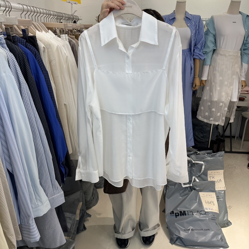 FLORAL韓國直郵女裝新款休閑熱賣推薦26春夏襯衫蕾絲衫假兩件FLORAL襯衫/蕾絲衫圖色1