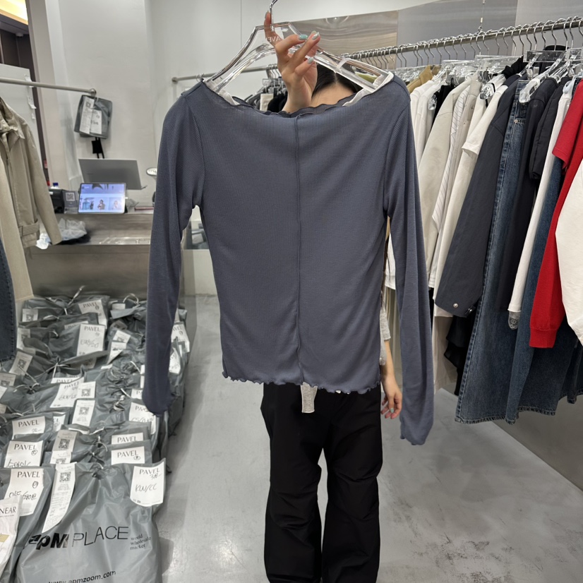 PAVEL韓國直郵女裝新款人氣時尚真品推薦26春夏長袖T恤船領PAVEL長袖T恤