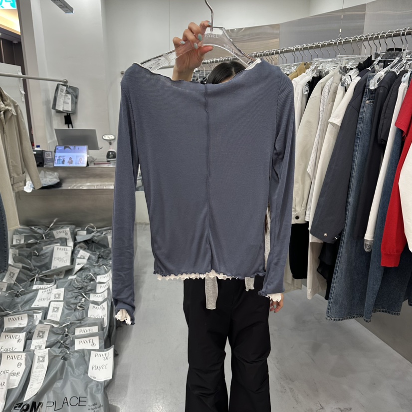 PAVEL韓國直郵女裝新款人氣時尚真品推薦26春夏長袖T恤船領PAVEL長袖T恤圖色6