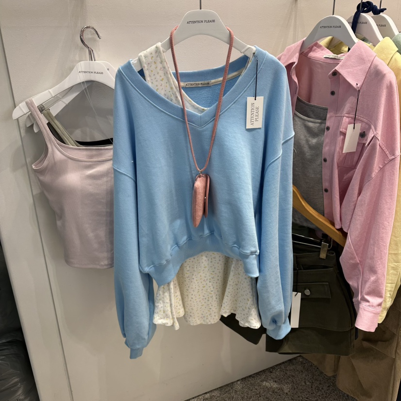 ATPZ韓國代購女裝新款熱賣人氣推薦時尚真品衛衣不含內搭V領ATTENTION PLEAES衛衣圖色3