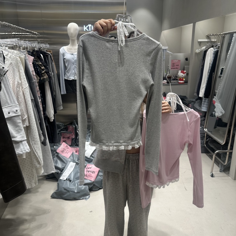 KIKI東大門實拍女裝新品真品休閑26春夏職業時尚針織衫蕾絲KIKI針織衫