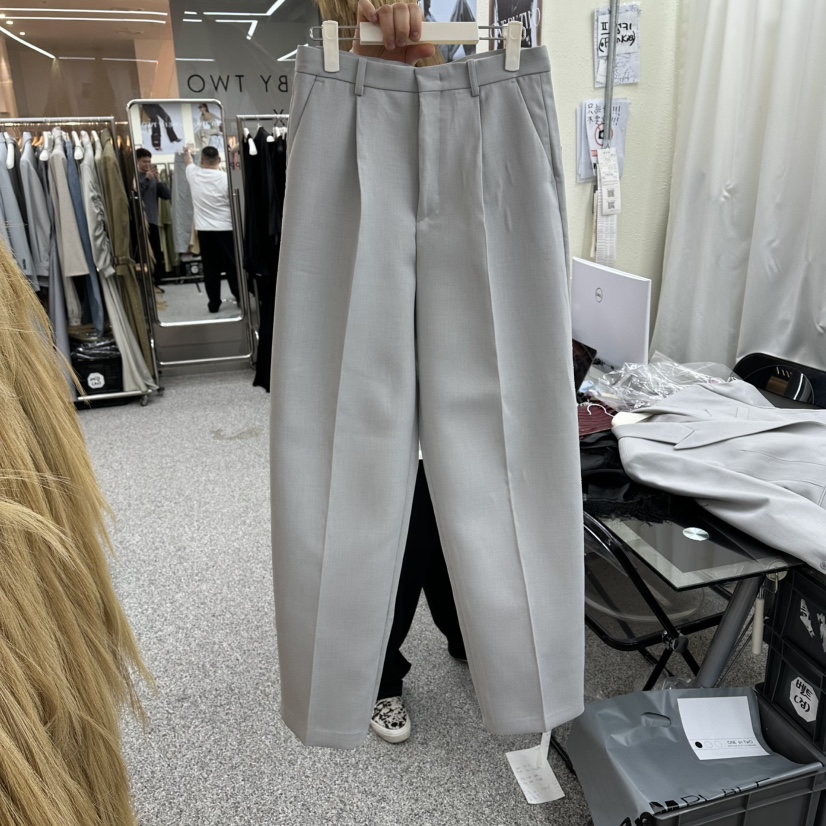 ONEBYTWO東大門直郵女士新款26春夏推薦真品時尚休閑褲雙層ONE BY TWO休閑褲圖色1