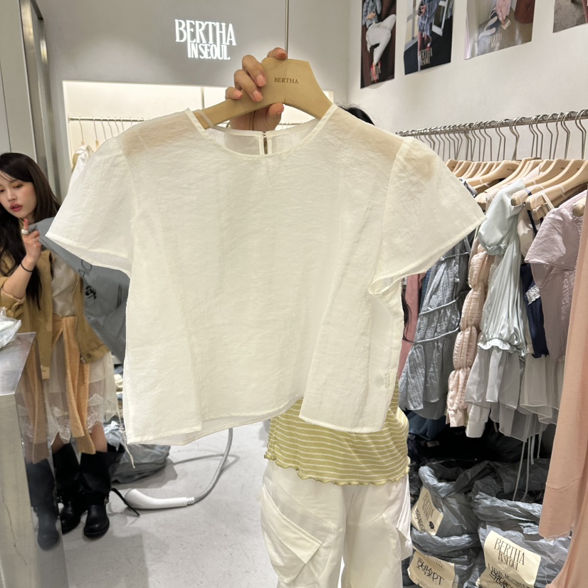 BERTHA韓國代購女士新款真品休閑推薦時尚職業人氣T恤透明BERTHAT恤圖色1