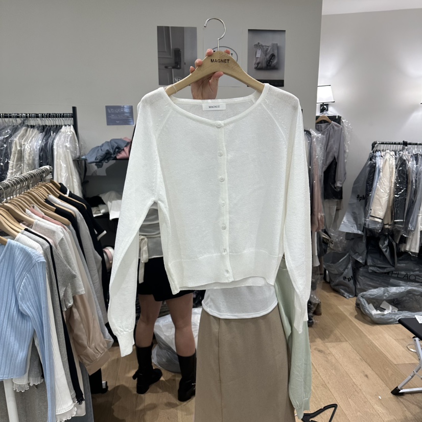 M.G.N韓國代購女士新款26春夏時尚休閑人氣針織衫插肩開衫MAGNET針織衫圖色1