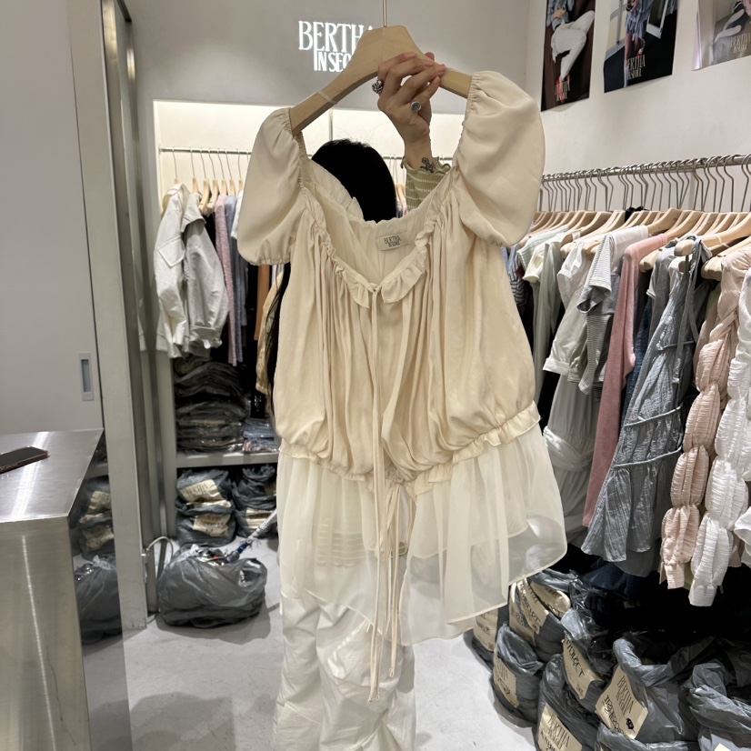 BERTHA東大門代購女士新款真品26春夏時尚襯衫蕾絲衫雪紡BERTHA襯衫/蕾絲衫